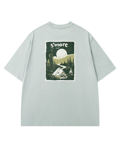 S'more　Solo Camping Bear S/S pt.Tee ソロキャンプの熊プリント半袖Tシャツ