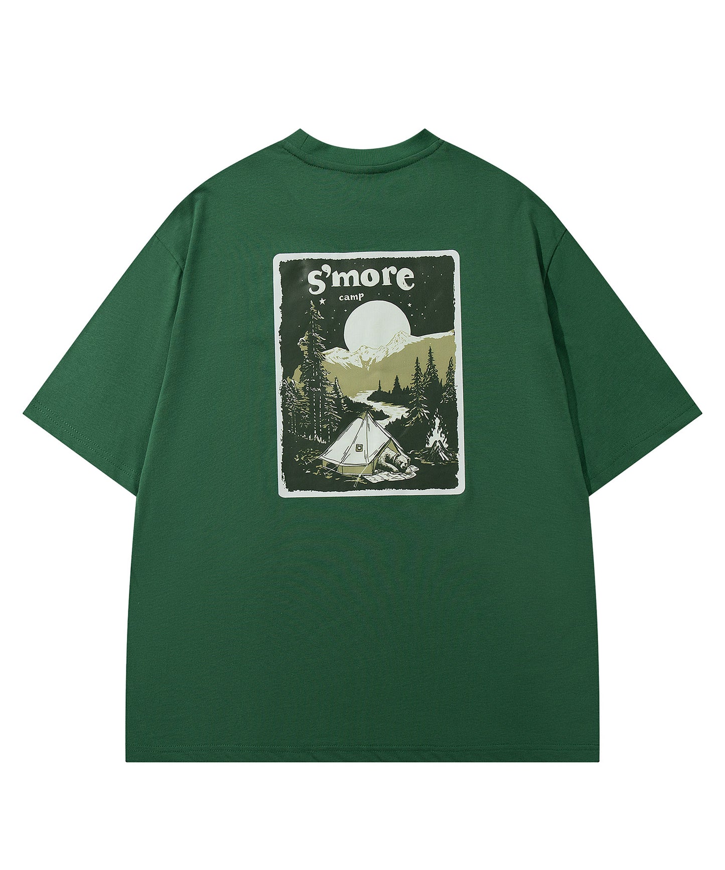 S'more　Solo Camping Bear S/S pt.Tee ソロキャンプの熊プリント半袖Tシャツ