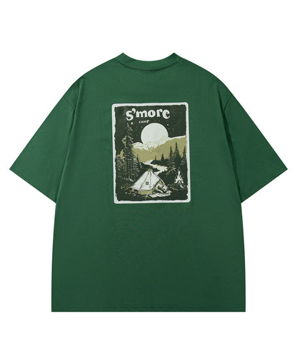 S'more　Solo Camping Bear S/S pt.Tee ソロキャンプの熊プリント半袖Tシャツ