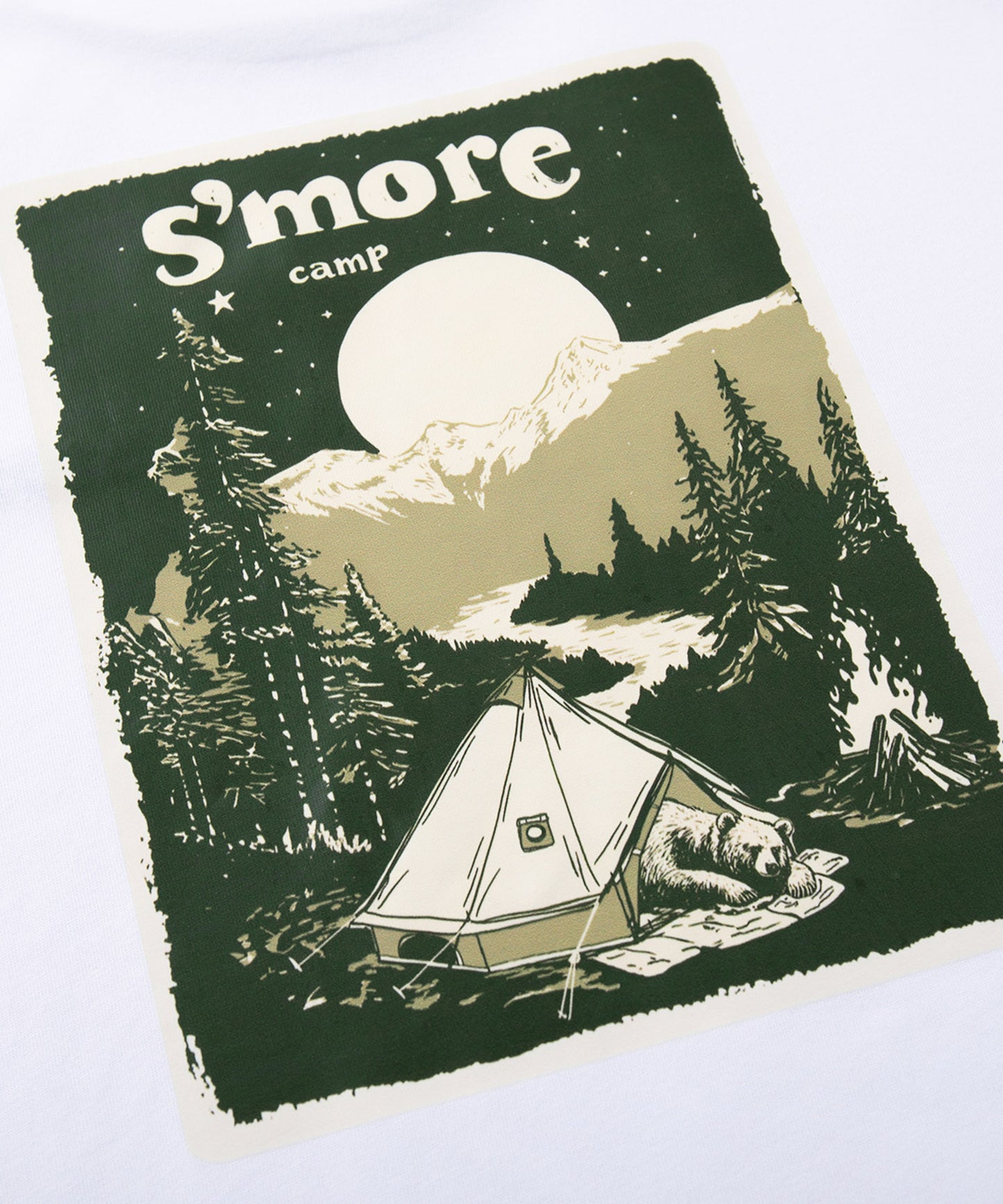 S'more　Solo Camping Bear S/S pt.Tee ソロキャンプの熊プリント半袖Tシャツ