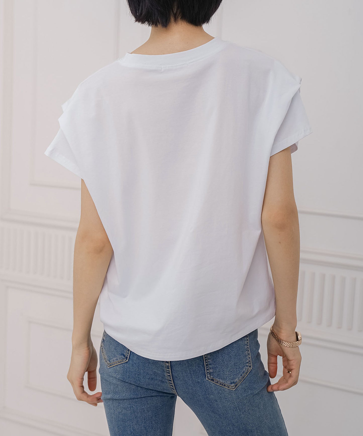 aimoha/ショルダータック半袖Tシャツ プルオーバー