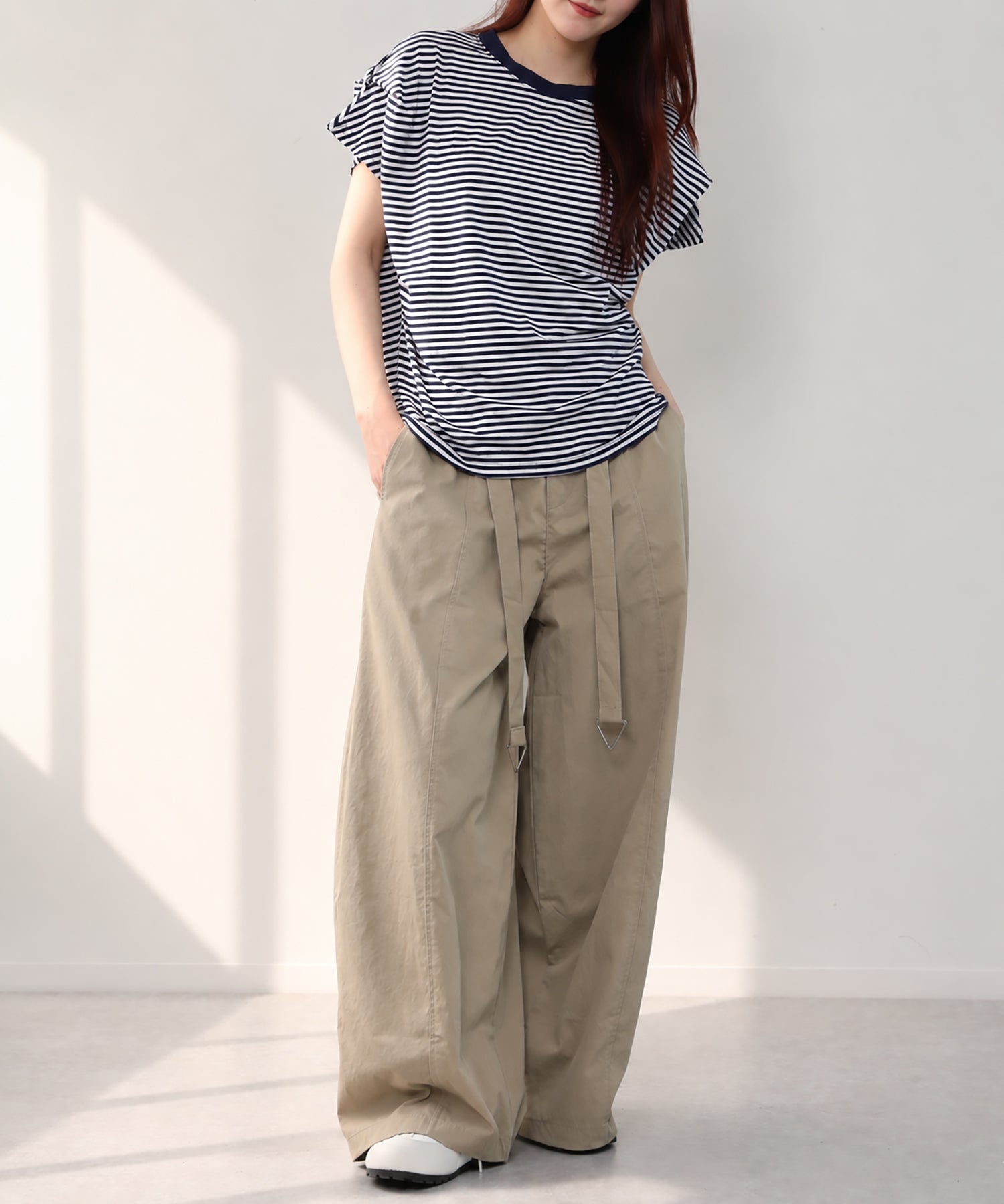 aimoha/ショルダータック半袖Tシャツ プルオーバー