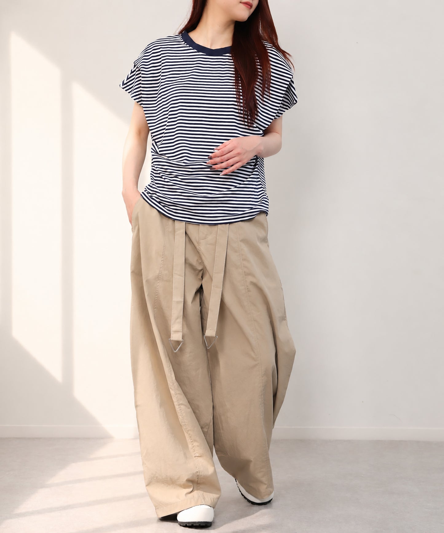 aimoha/ショルダータック半袖Tシャツ プルオーバー