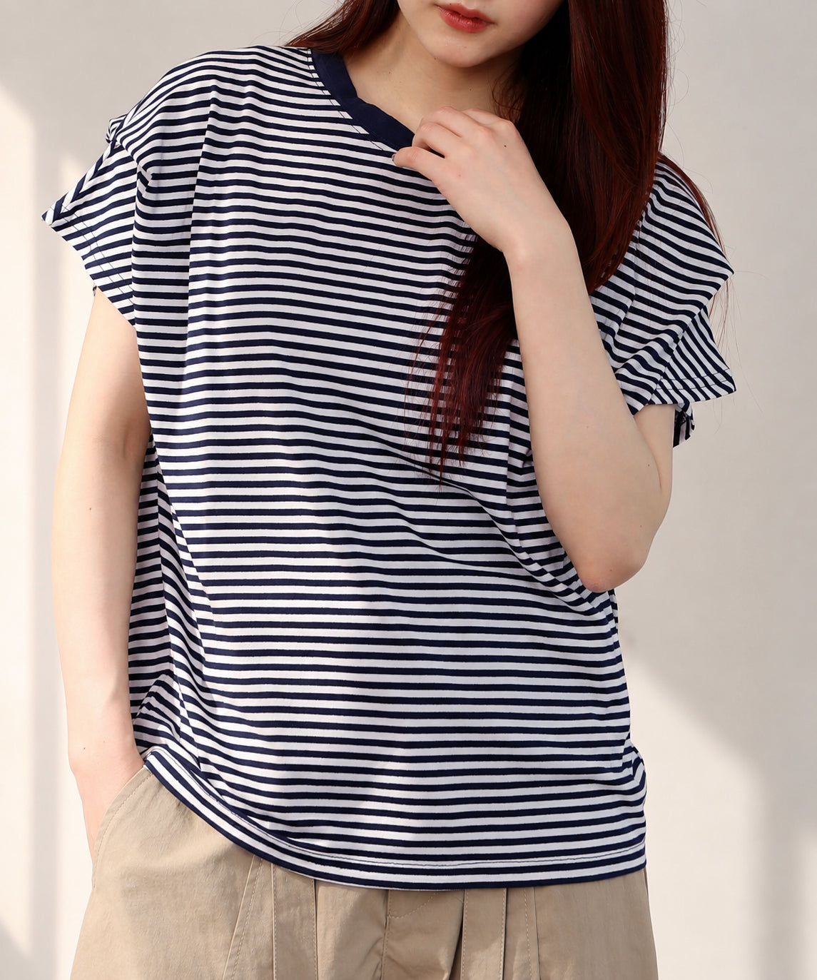 aimoha/ショルダータック半袖Tシャツ プルオーバー
