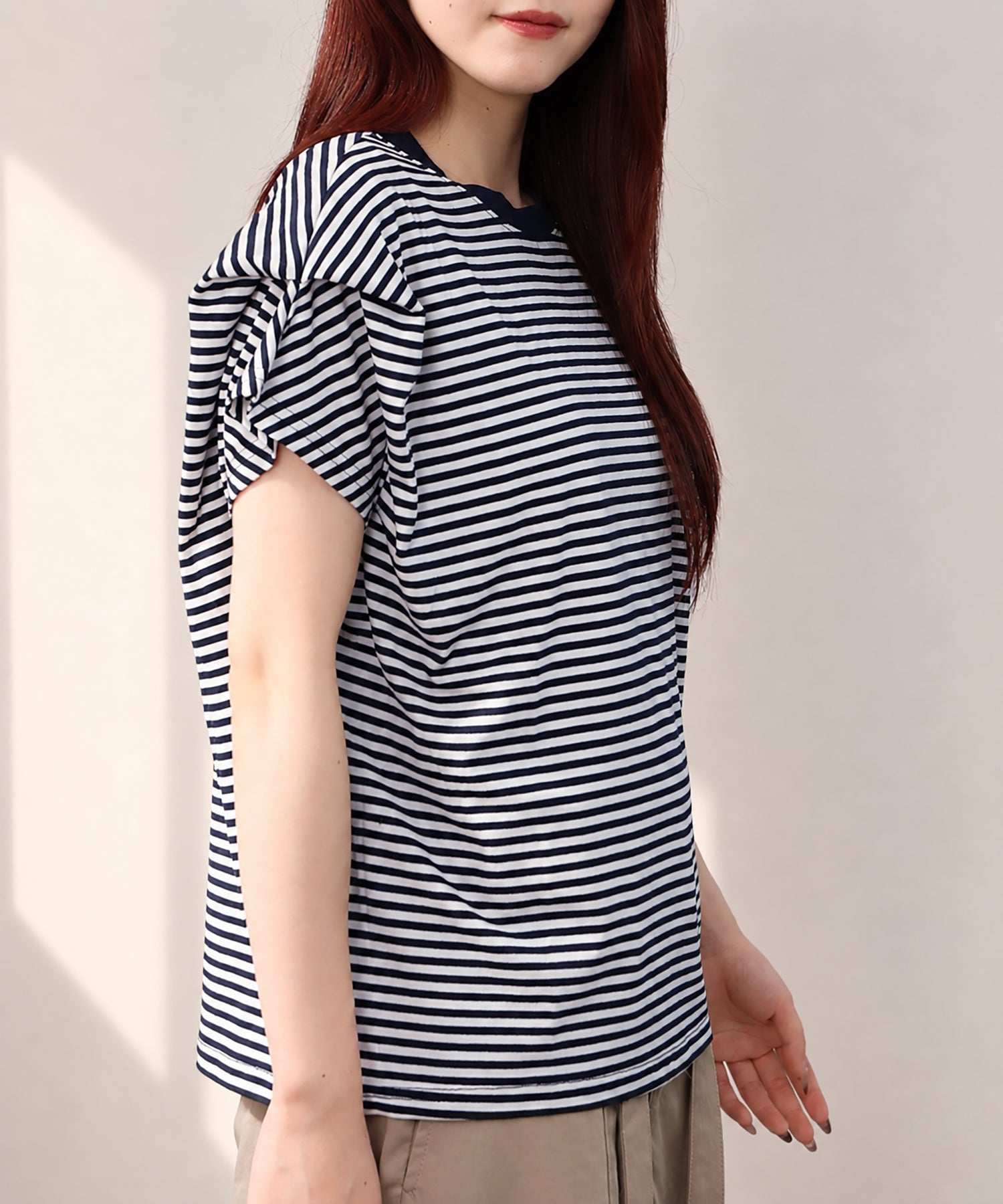 aimoha/ショルダータック半袖Tシャツ プルオーバー