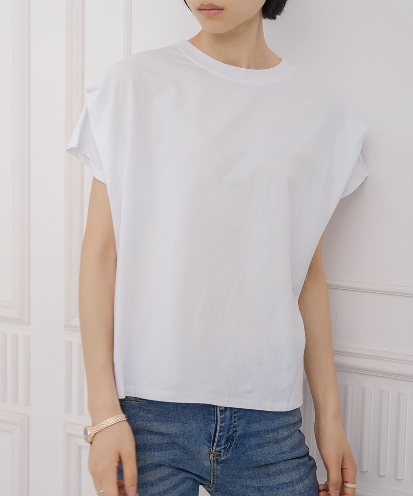 aimoha/ショルダータック半袖Tシャツ プルオーバー