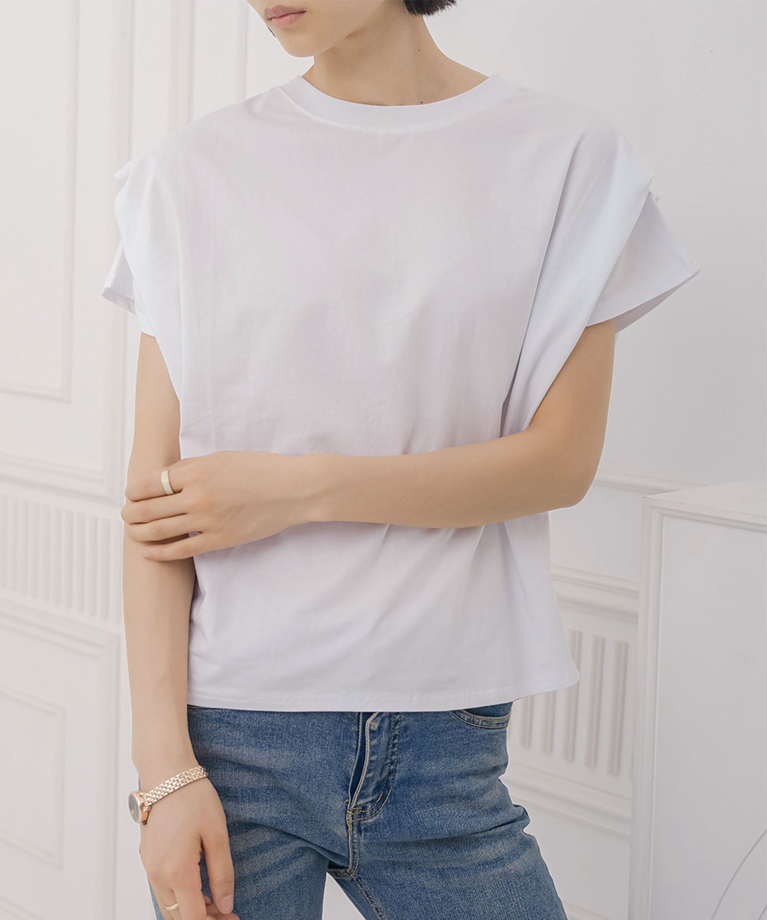 aimoha/ショルダータック半袖Tシャツ プルオーバー