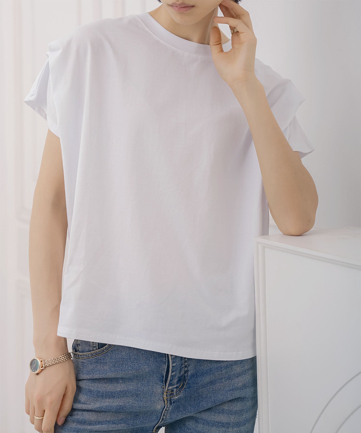 aimoha/ショルダータック半袖Tシャツ プルオーバー