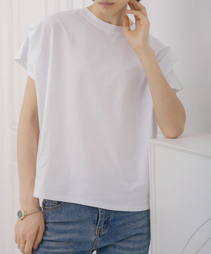 aimoha/ショルダータック半袖Tシャツ プルオーバー