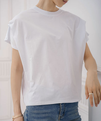 aimoha/ショルダータック半袖Tシャツ プルオーバー