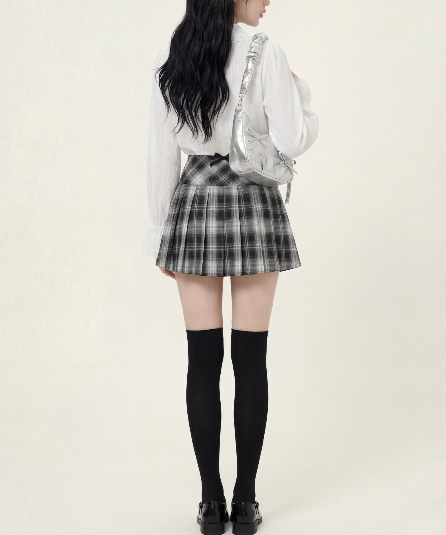 HOOK for girls　レースストライプシアー長袖ブラウス