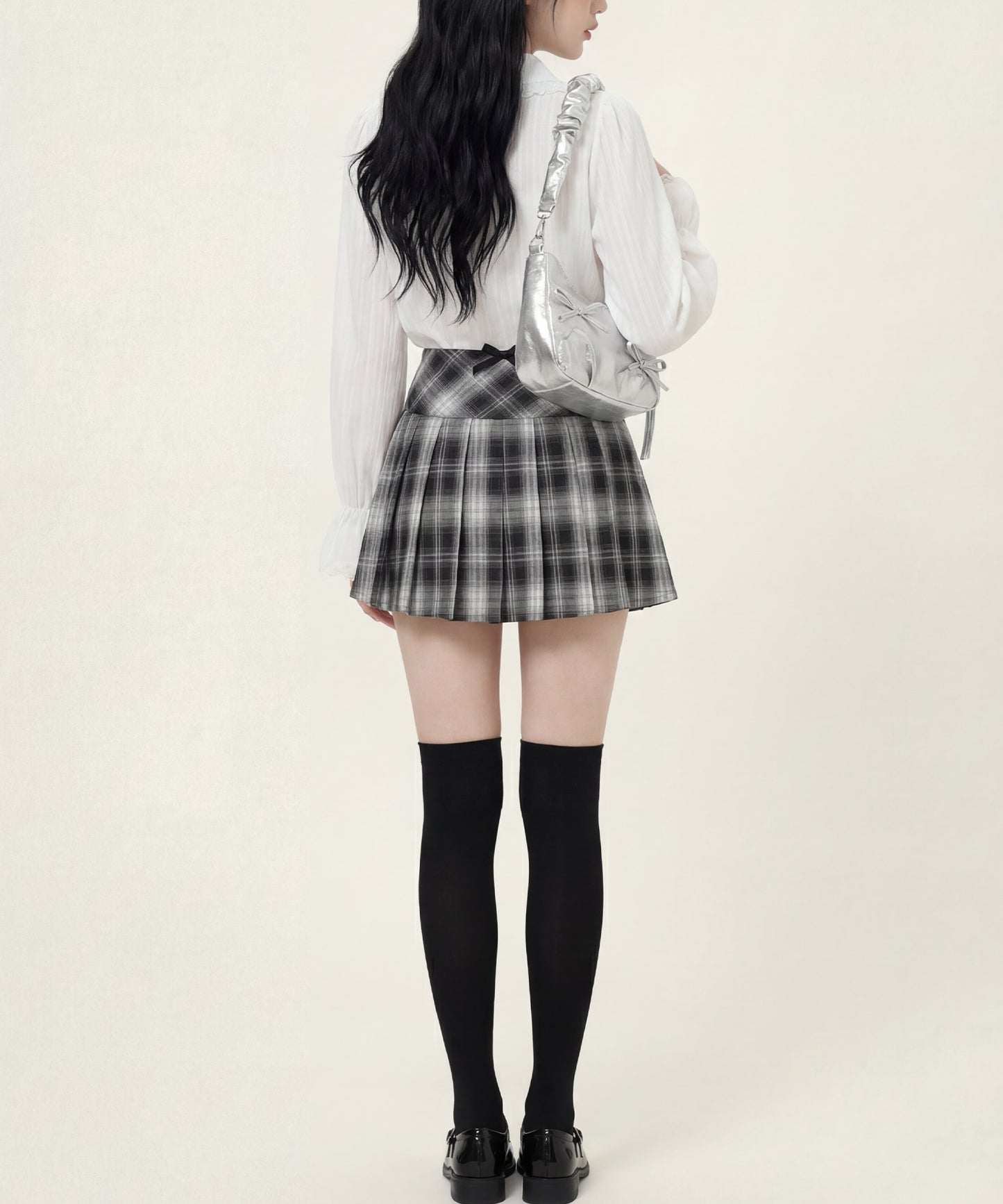 HOOK for girls　レースストライプシアー長袖ブラウス