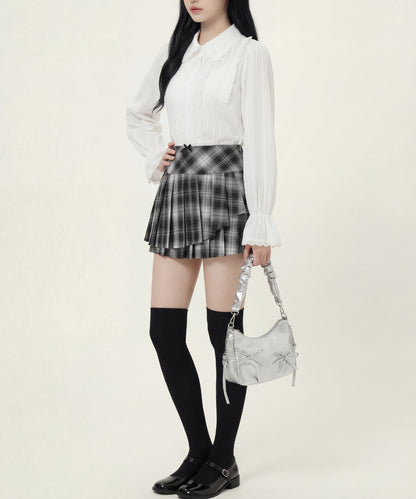 HOOK for girls　レースストライプシアー長袖ブラウス
