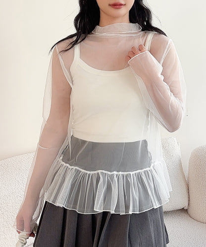 【Jasmine】シアーフリルトップス