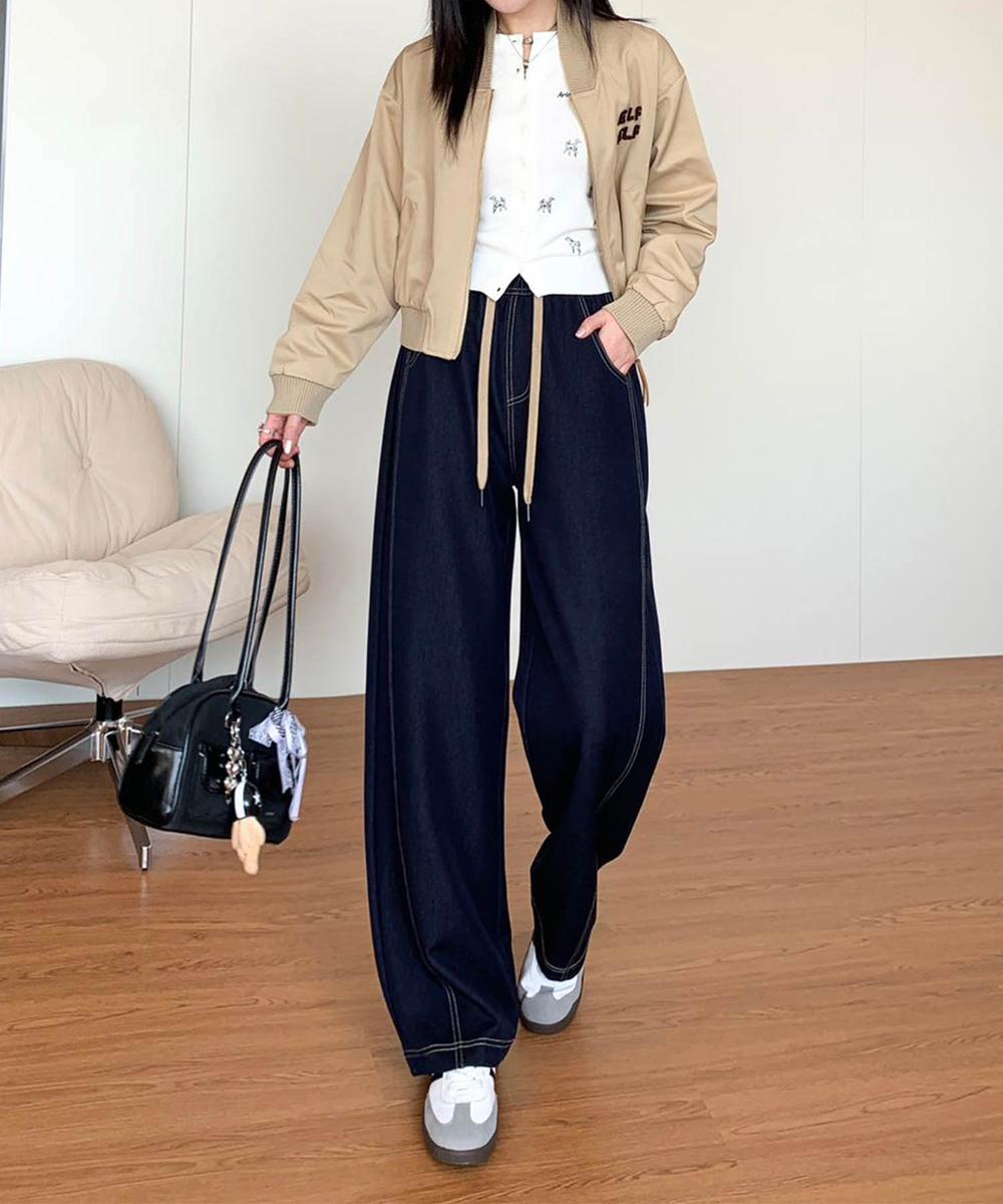 【aimoha】ハイウエストストレートパンツ