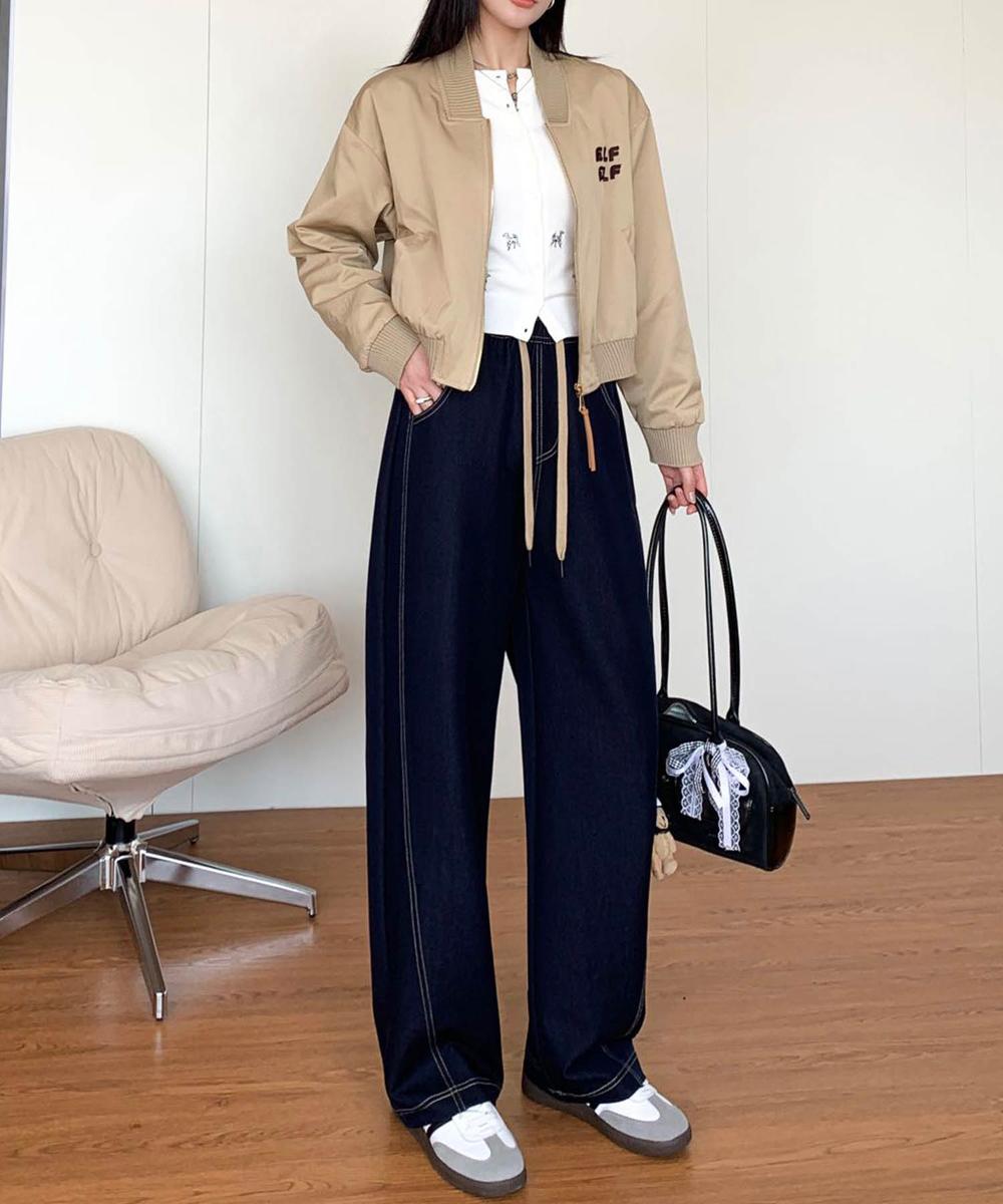 【aimoha】ハイウエストストレートパンツ