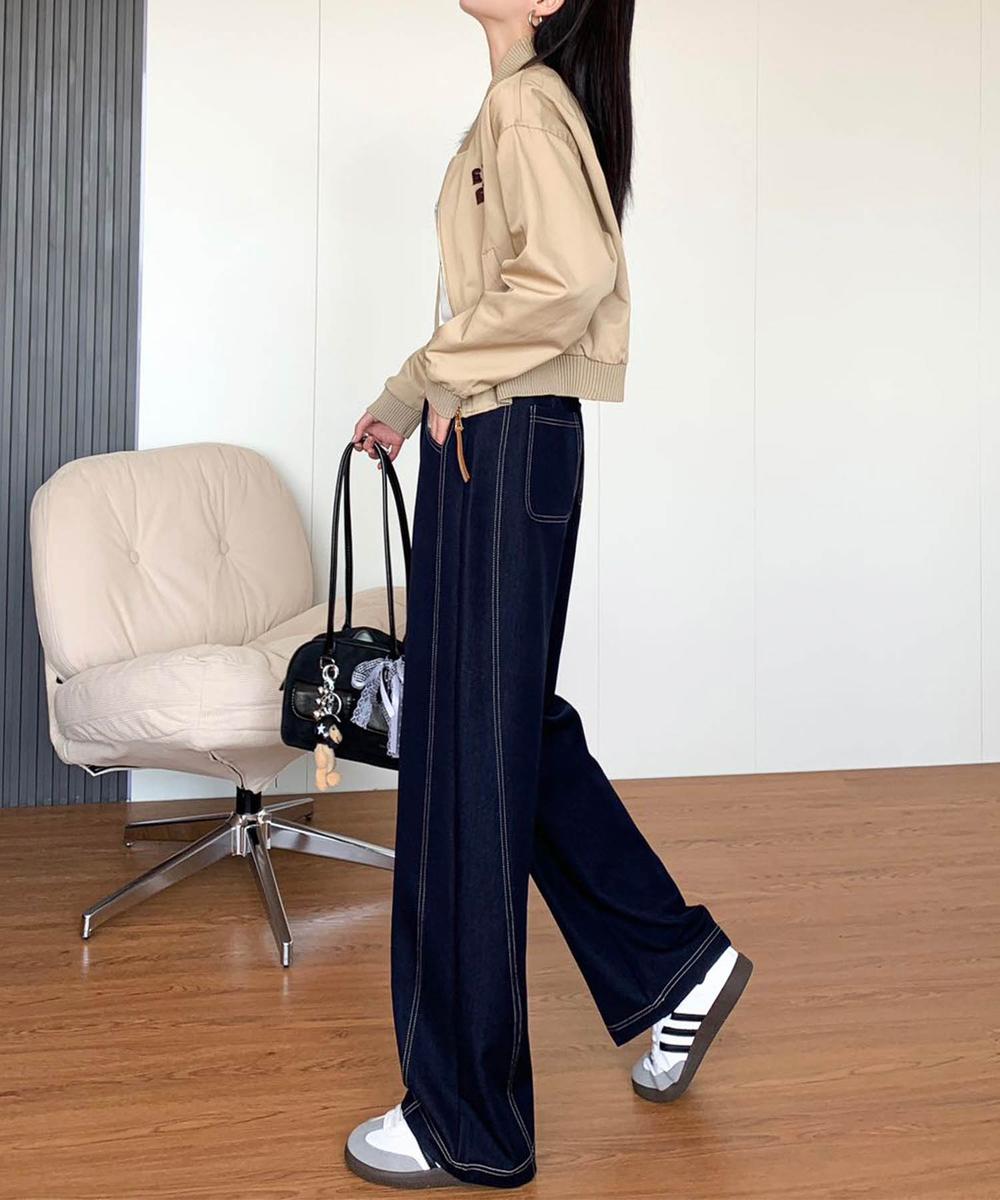 【aimoha】ハイウエストストレートパンツ