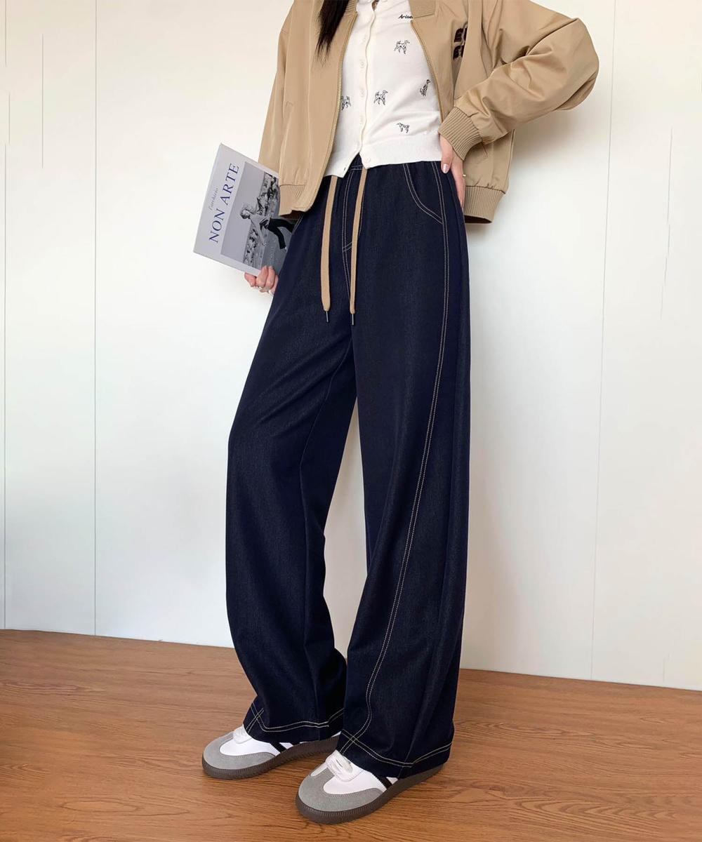 【aimoha】ハイウエストストレートパンツ