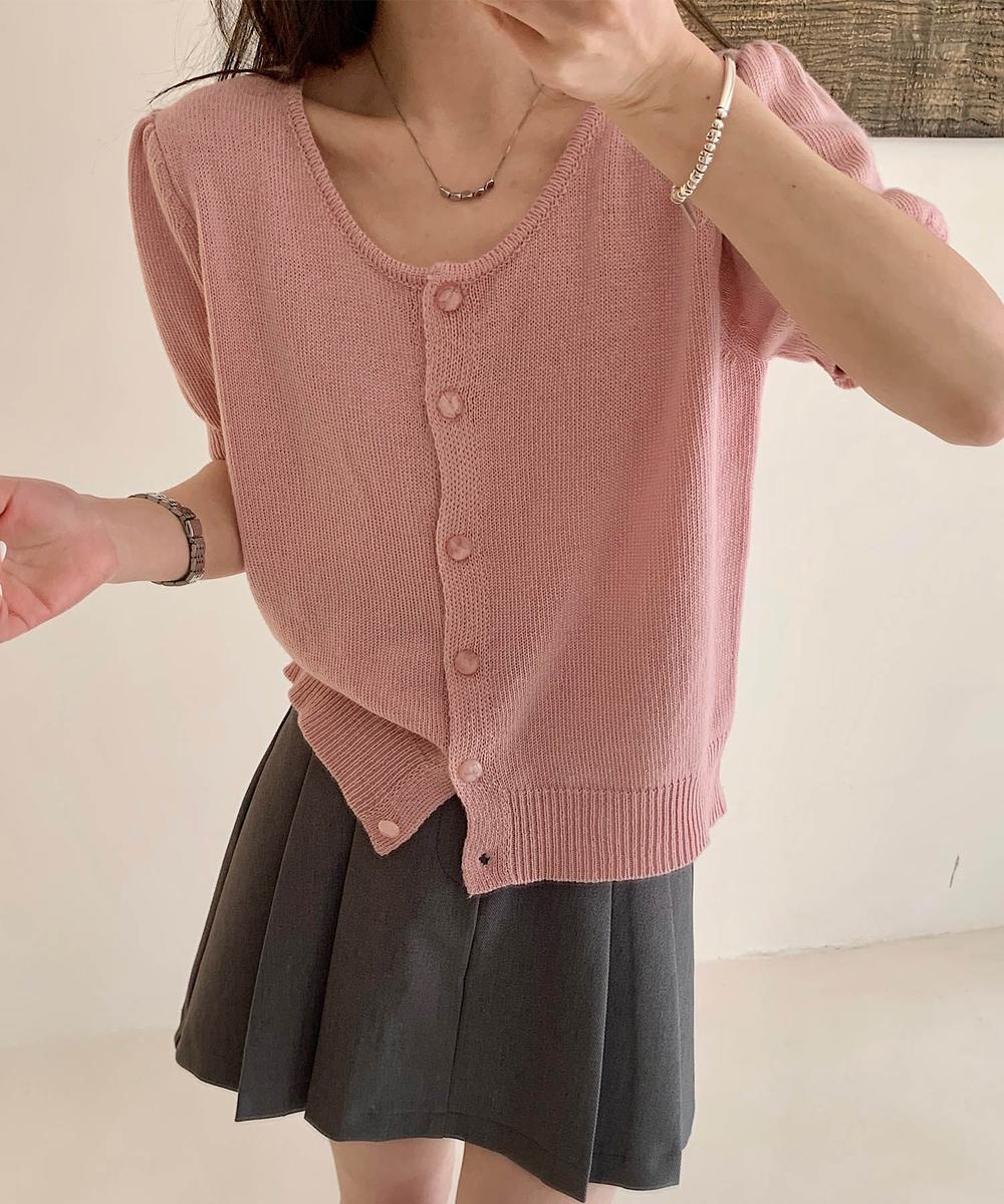 【aimoha】パフスリーブ半袖ショートカーディガン
