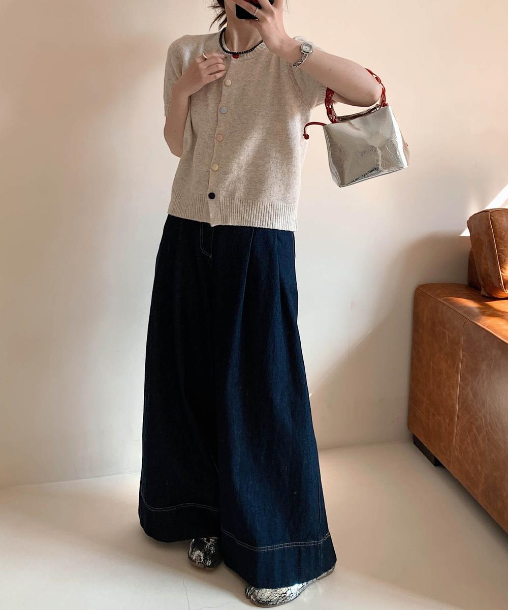 【aimoha】カラフルボタン ショートスリーブカーディガン