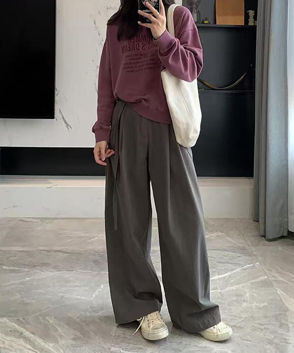ベルト付きタックワイドパンツ