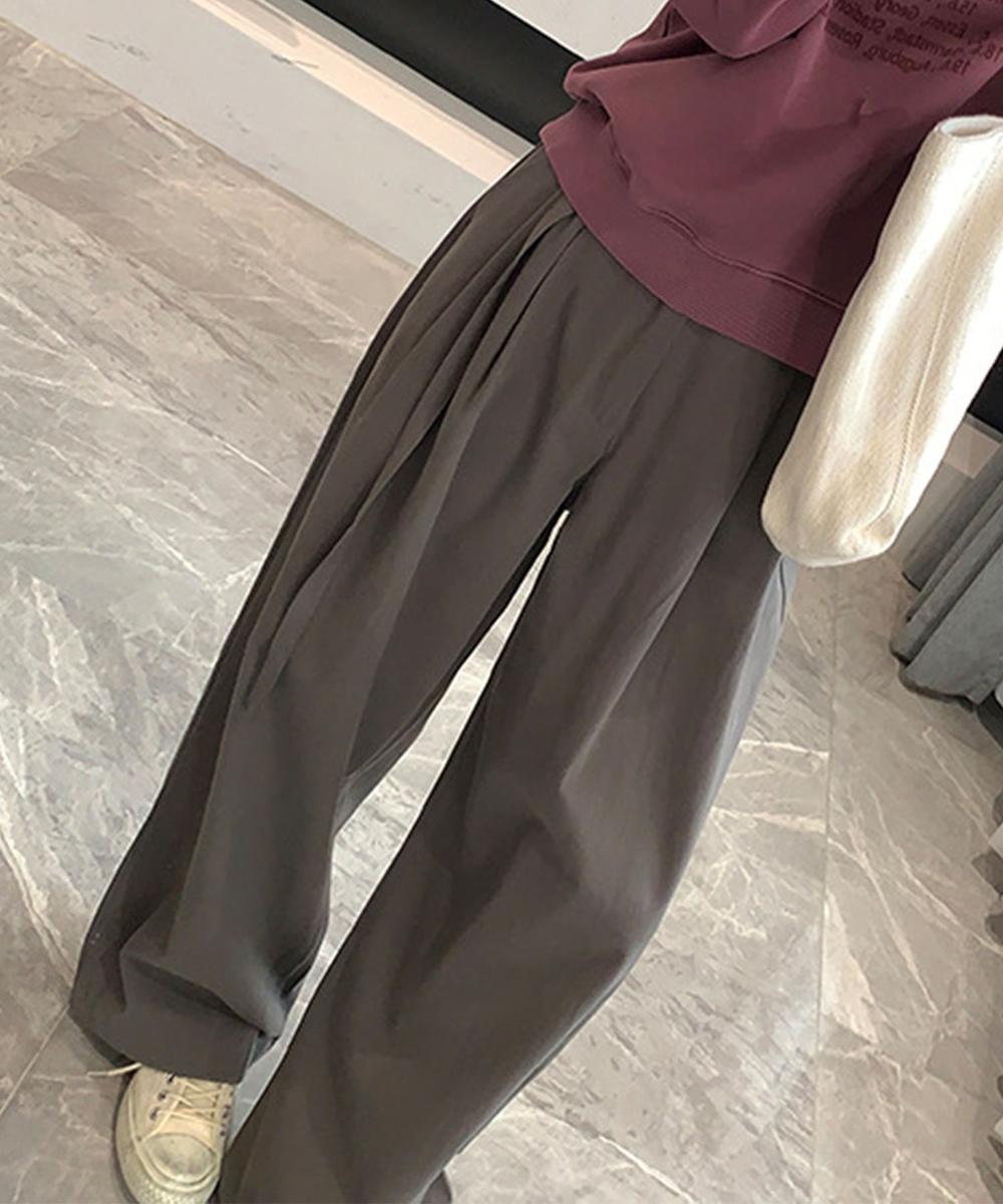 ベルト付きタックワイドパンツ