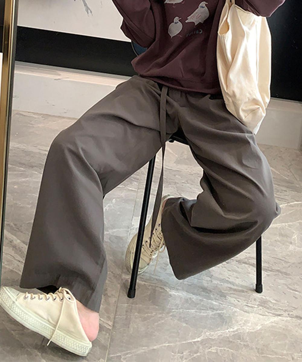 ベルト付きタックワイドパンツ