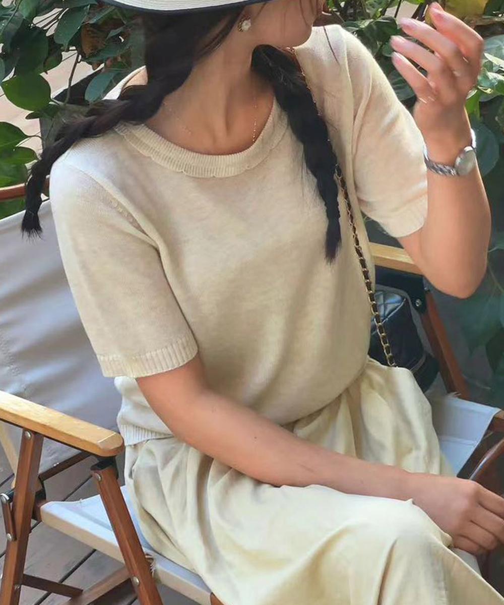 シンプルサマーニットTシャツ