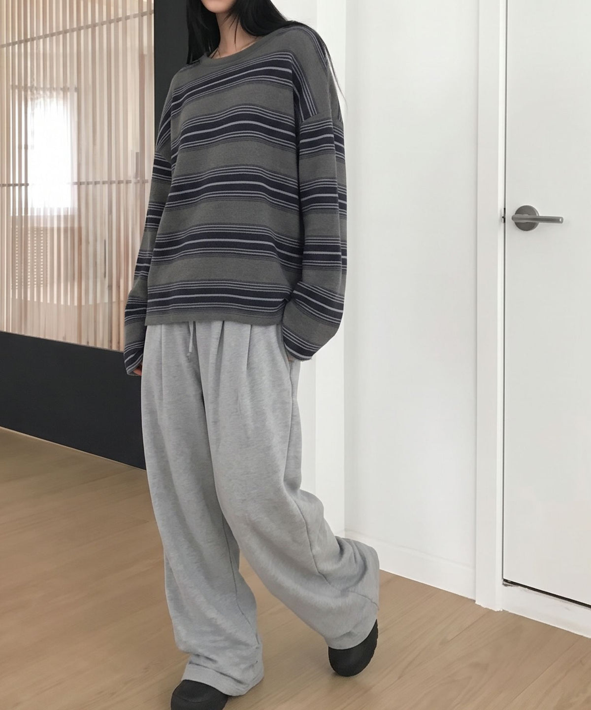 aimoha/配色ボーダーオーバーサイズニットプルオーバー