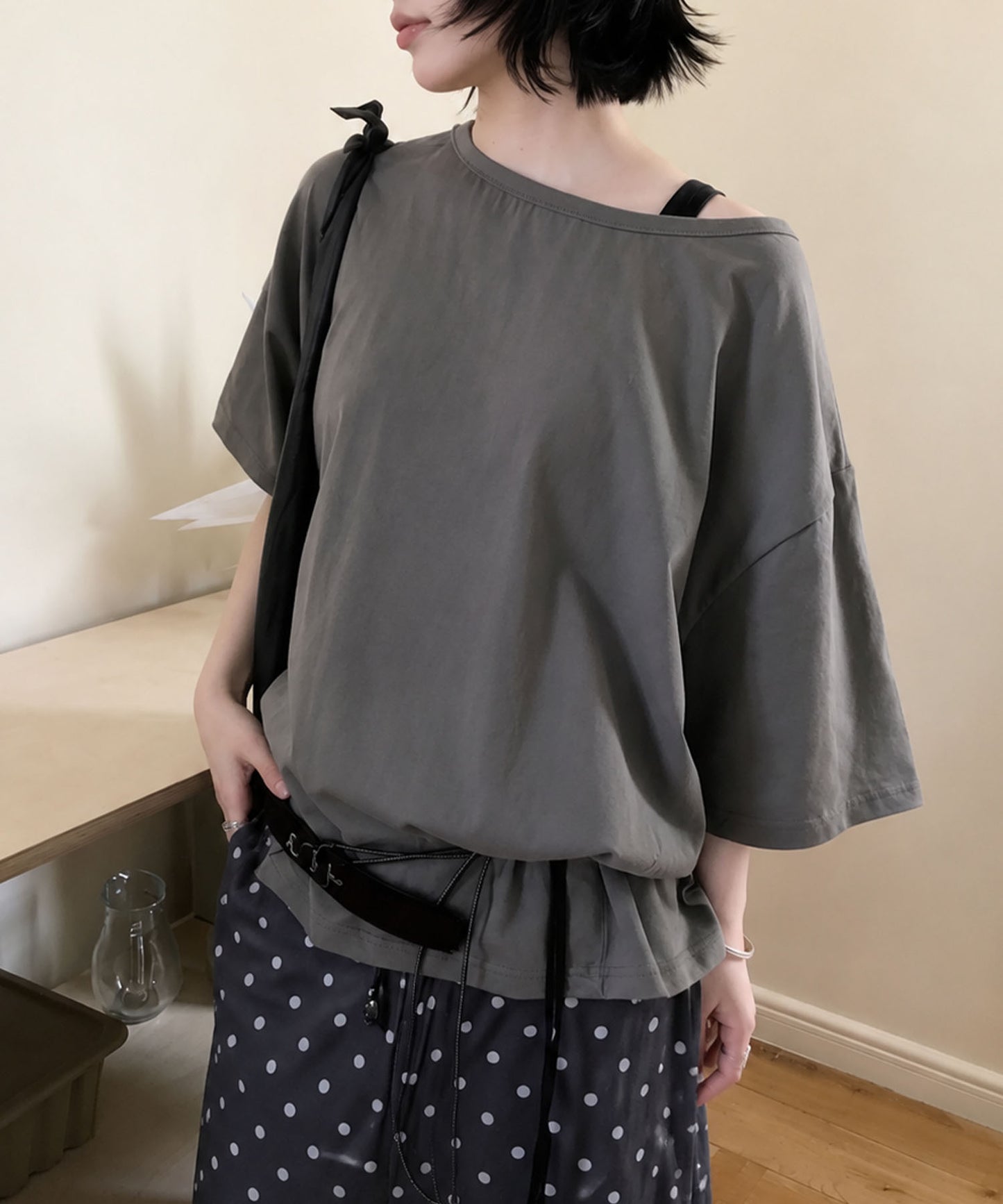 aimoha/ワンショルダー風ビッグTシャツ