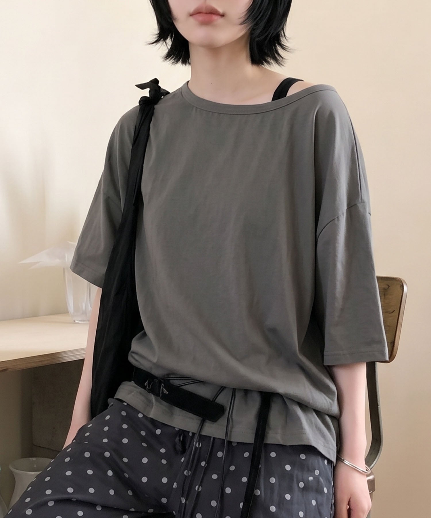 aimoha/ワンショルダー風ビッグTシャツ