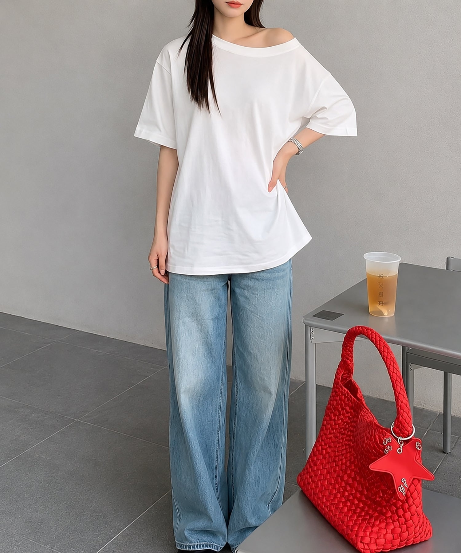 aimoha/ワンショルダー風ビッグTシャツ