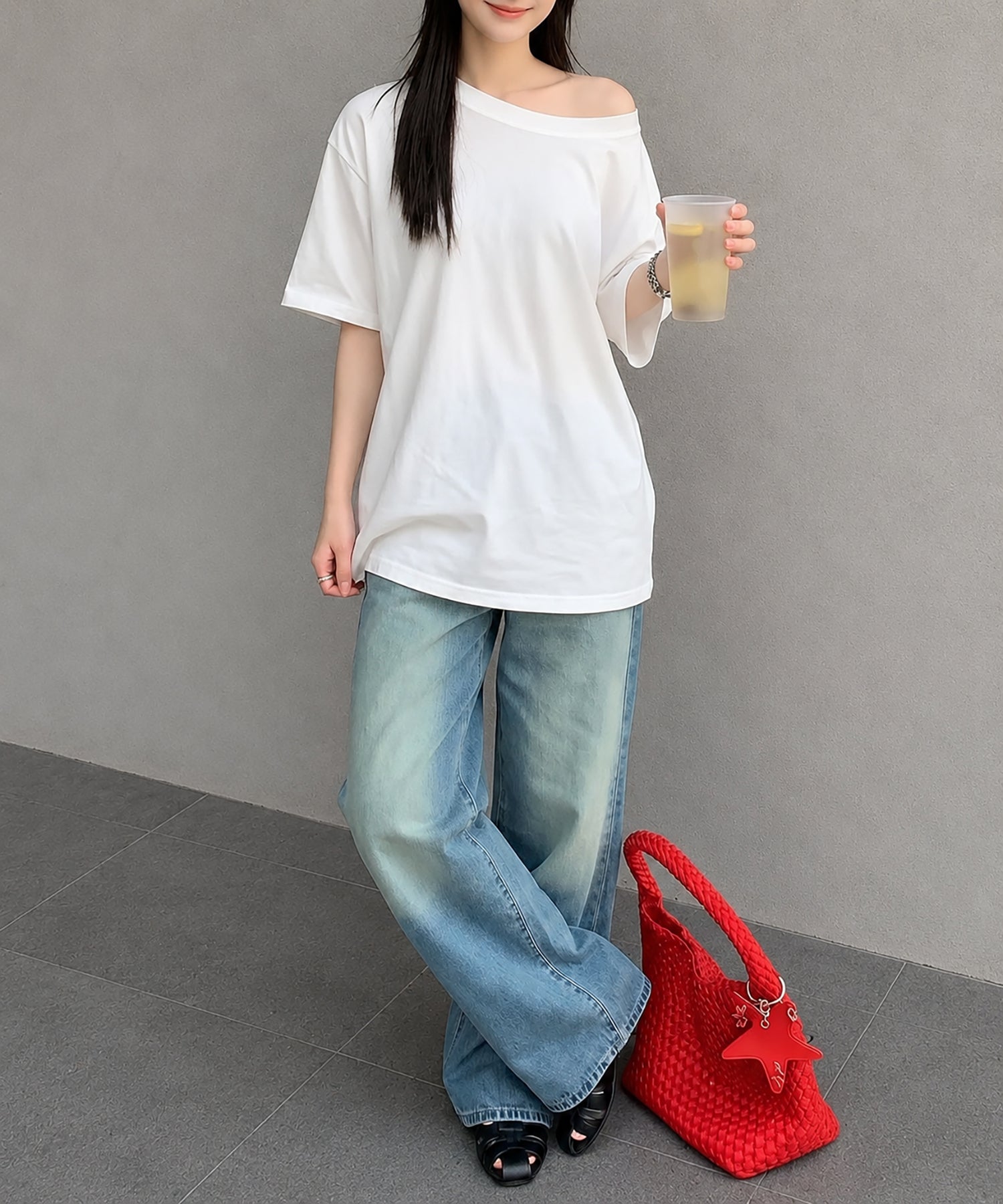 aimoha/ワンショルダー風ビッグTシャツ