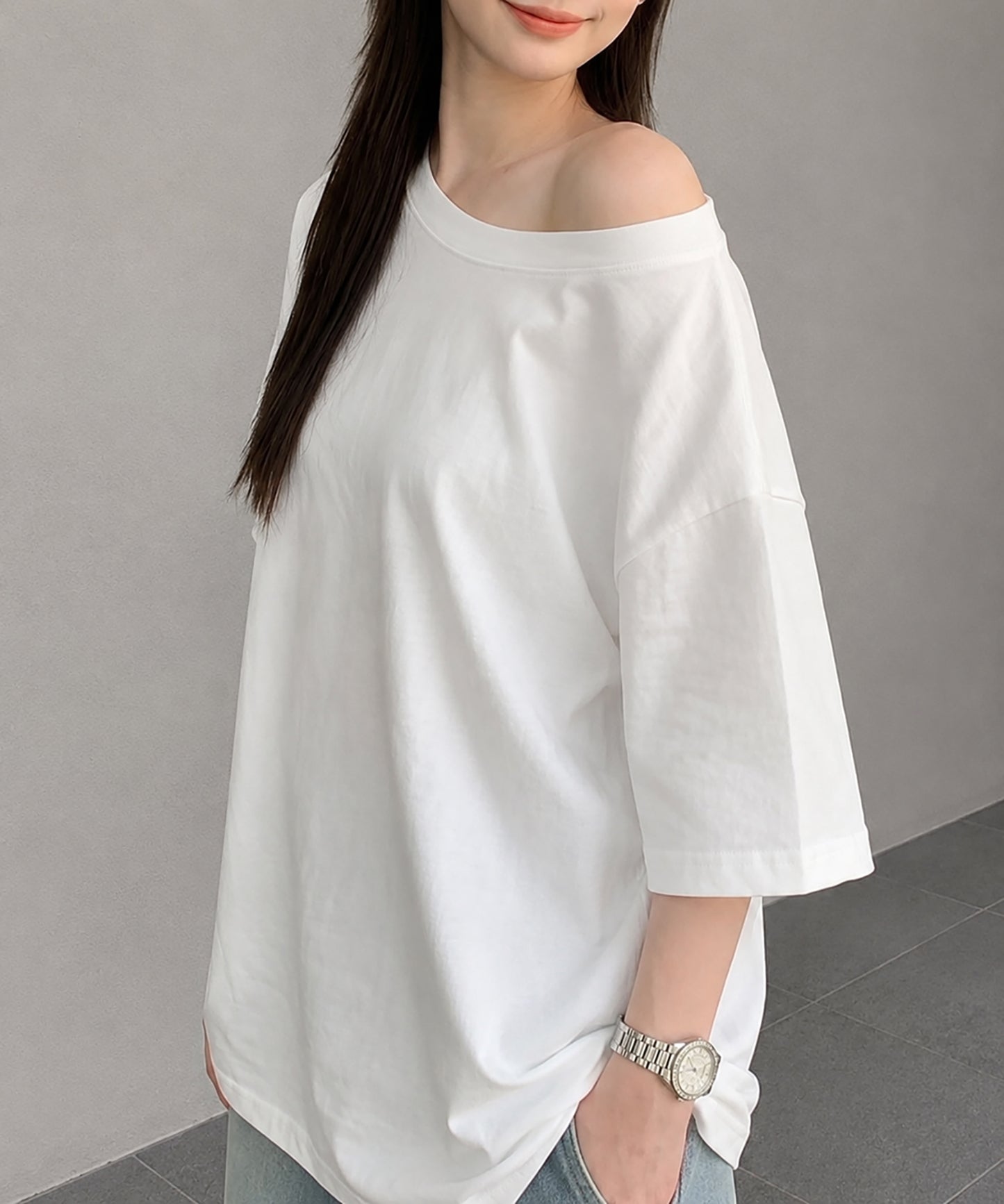 aimoha/ワンショルダー風ビッグTシャツ