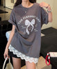 【aimoha】立体リボンモチーフプリントTシャツ