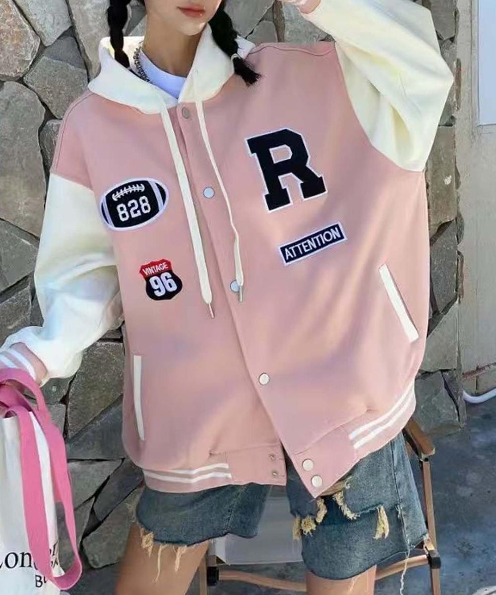フード付きワッペンスタジャン