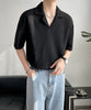 [aimoha Men's] Korean waffle open collar polo shirt