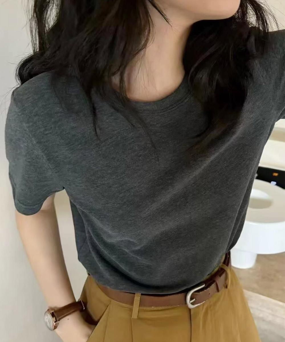 【aimoha】デイリークルーネックTシャツ