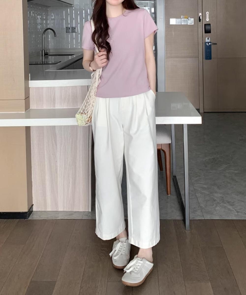 【aimoha】デイリークルーネックTシャツ