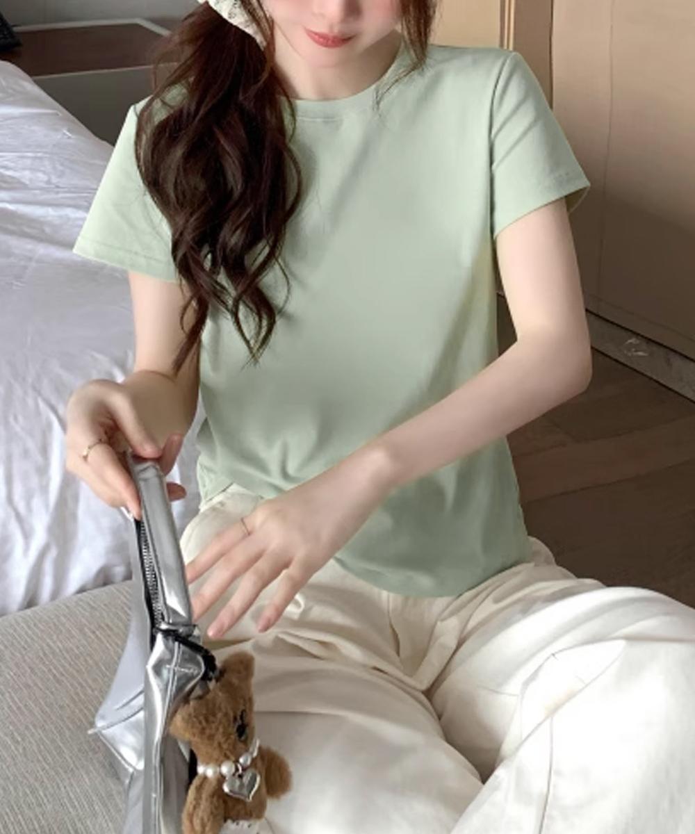 【aimoha】デイリークルーネックTシャツ