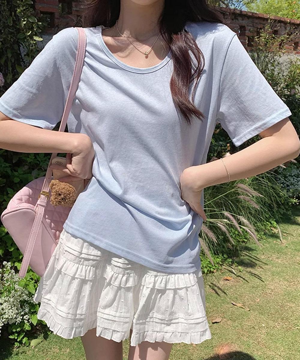 【aimoha】デイリーVネックベーシックTシャツ