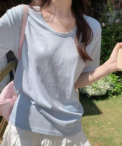 【aimoha】デイリーVネックベーシックTシャツ