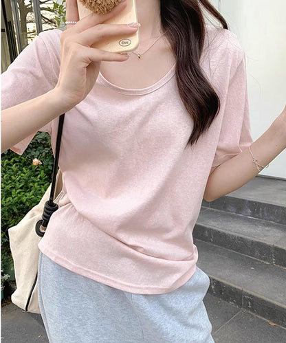 【aimoha】デイリーVネックベーシックTシャツ