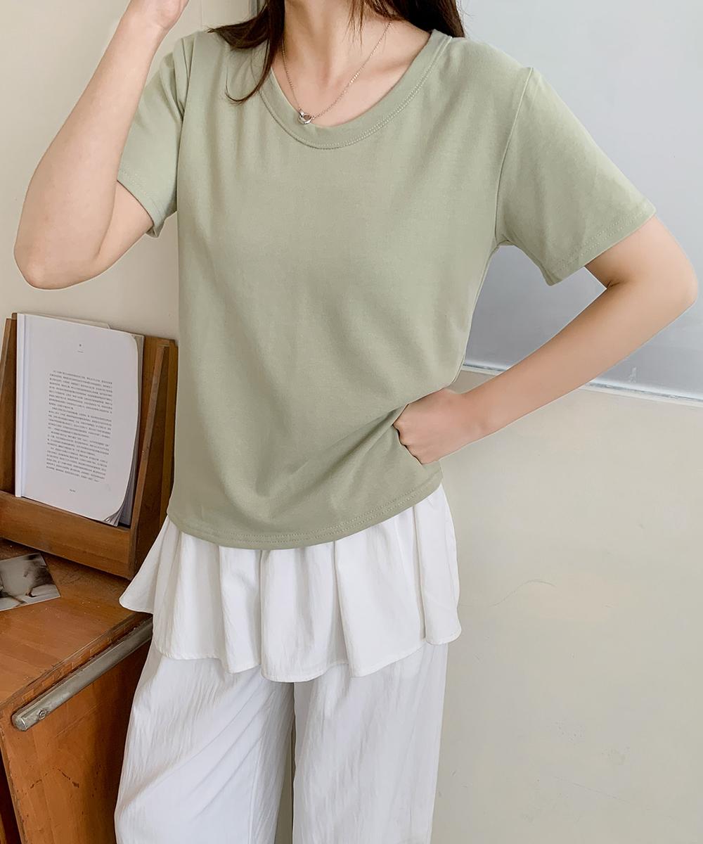 【aimoha】デイリーコットン混VネックTシャツ