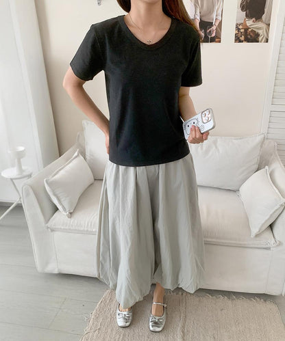 【aimoha】デイリーコットン混VネックTシャツ