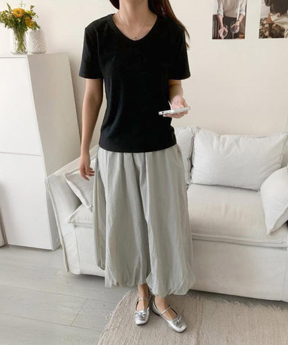 【aimoha】デイリーコットン混VネックTシャツ