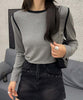 トリムデザインシンプル長袖Tシャツ
