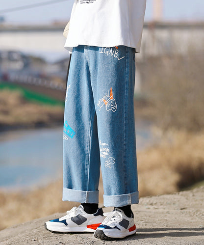 [HOOK] [New] Denim wide pants with graffiti print