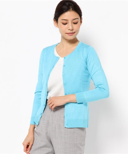 Washable cardigan U neck knit