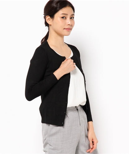 Washable cardigan U neck knit